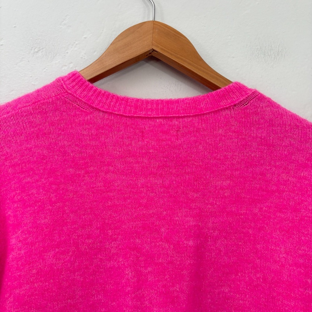 Anthropologie Pilcro Wool Blend Cardigan Sweater Women Size Medium Hot Pink - Picture 11 of 13